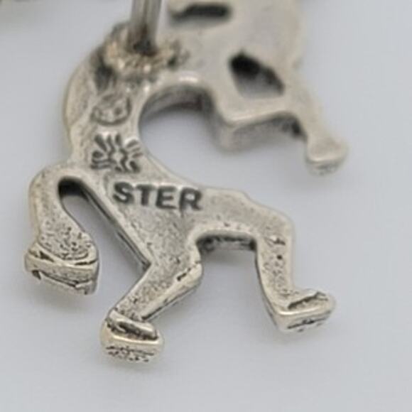 Prankster Kokopelli 925 Precious Sterling Silver Pierced Earrings - Picture 3 of 10